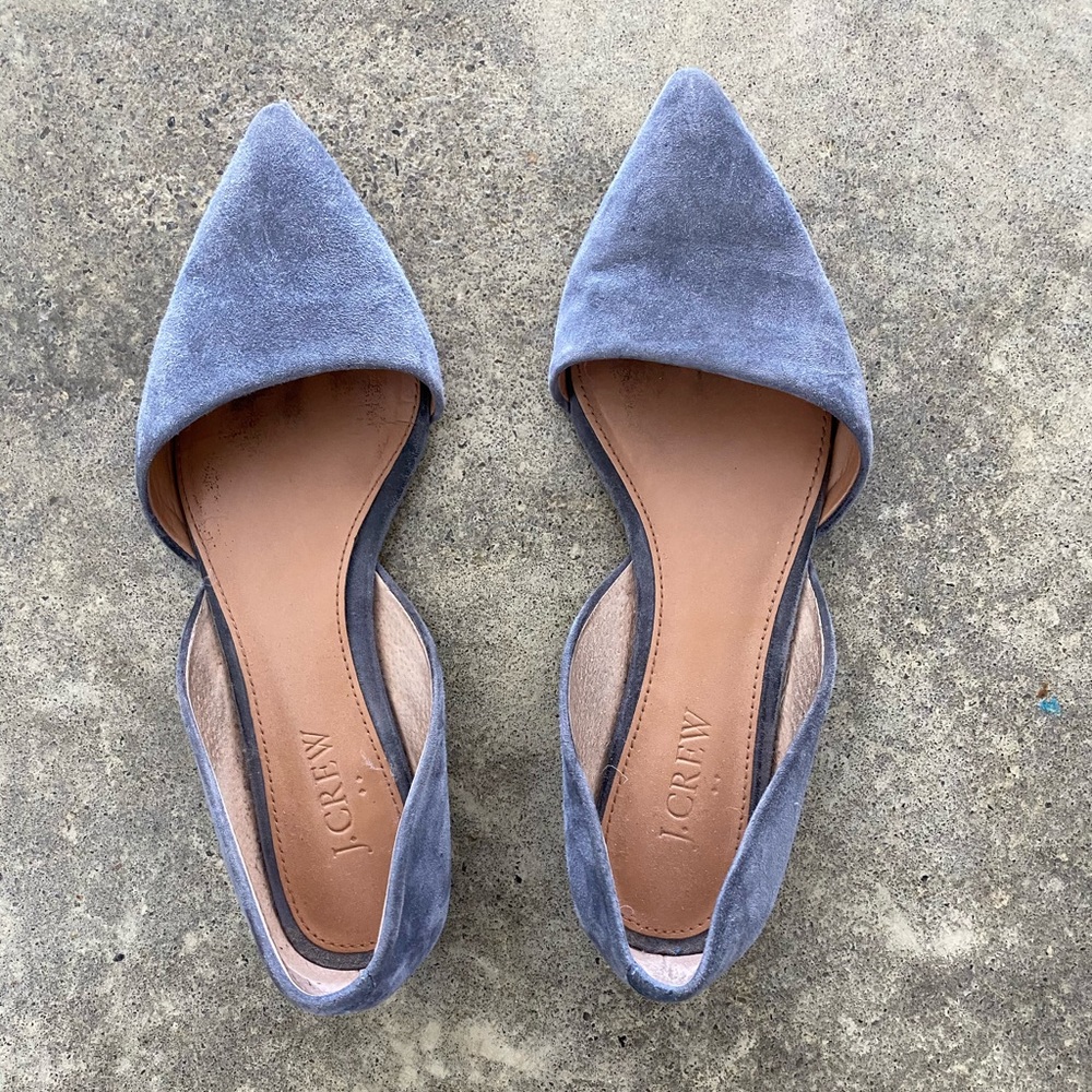 J Crew Zoe Grey Suede d’Orsay Flats size 6.5